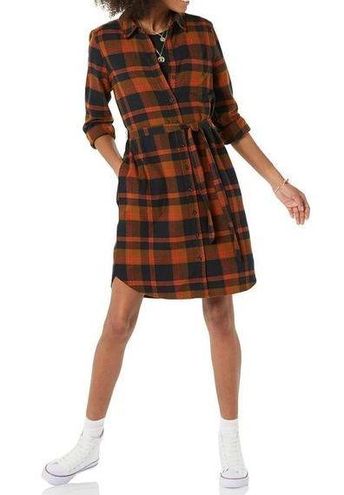  Goodthreads Women's Brushed Flannel Relaxed-Fit Belted