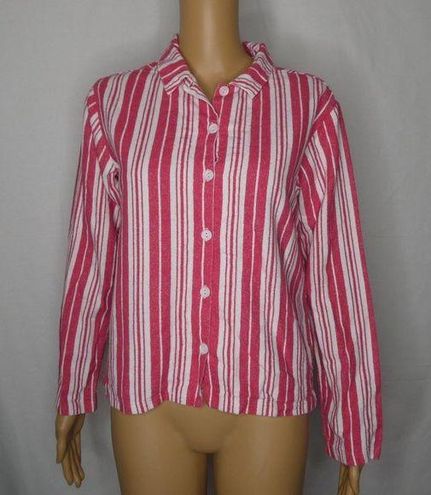 Garnet Hill Candy Cane Peppermint Striped PJ Shirt Red Size 14