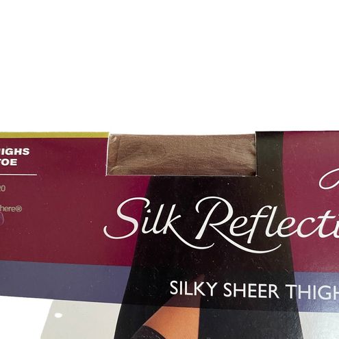 Hanes Silk Reflections thigh highs sheer toe size EF color Barely