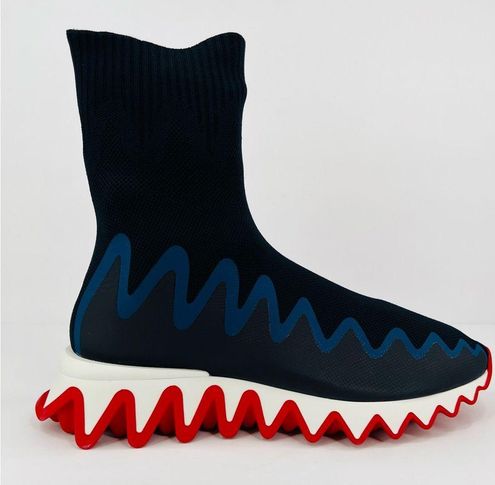 Christian Louboutin Blue Fabric Sharky Sock Sneakers