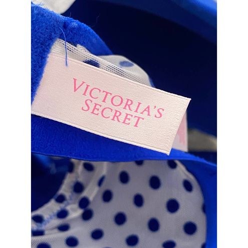 Victoria's Secret Royal Blue Polka Dot Mesh Wireless Bra Women's Size 36DD  - $26 - From Taylor