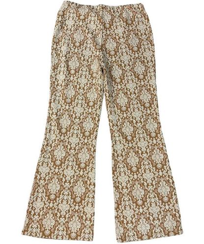 Soft Surroundings Sumptuous Pull on Tan Ivory Wide Leg Flare Pants Large -  $49 - From Gina