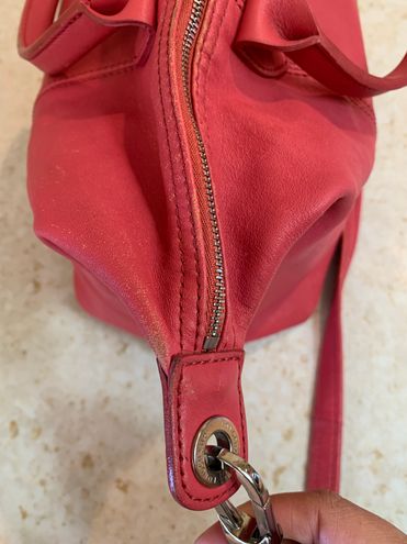 NWT LONGCHAMP Le Pliage Cuir Medium Leather Satchel Crossbody Bag CYCLAMEN  Pink