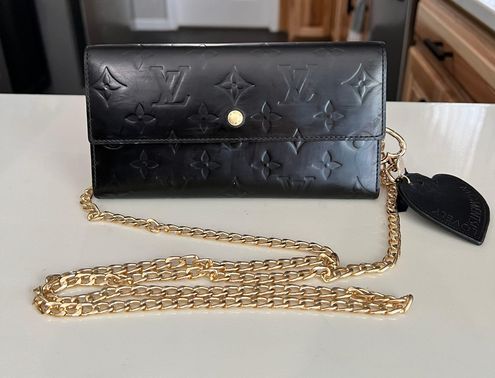 Louis Vuitton Vernis Leather Black Sarah Wallet on Chain Cute