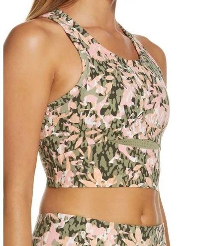 Sweaty Betty Power Frame Racerback Sports Bra Green Pink floral