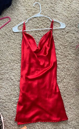 Paiva Slip Dress in Satin Red