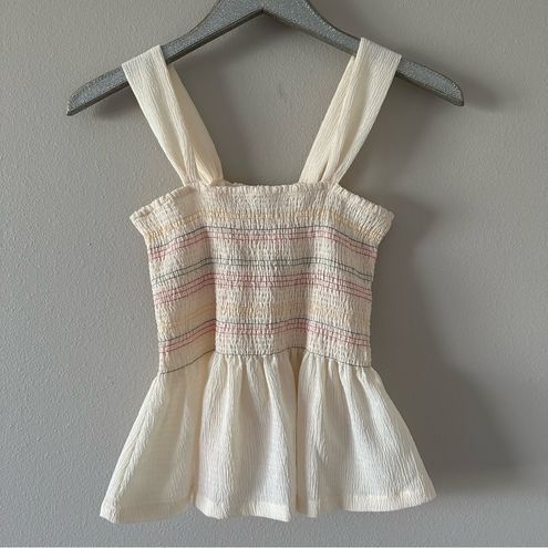 Madewell Texture & Thread Rainbow Smocked Peplum Tank Top Size M