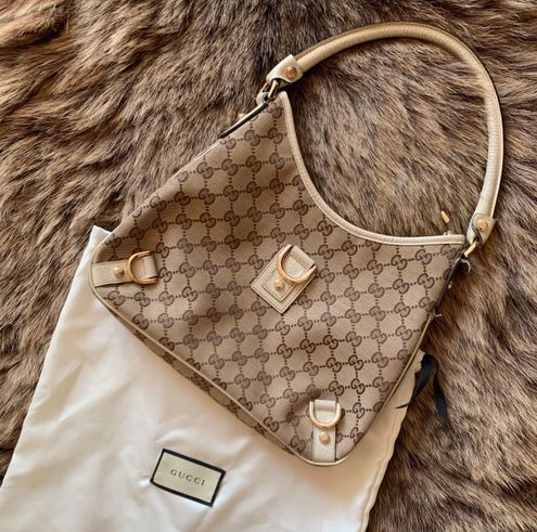 Gucci Monogram Medium Abbey D Ring Hobo Off White Tan - $587 (53