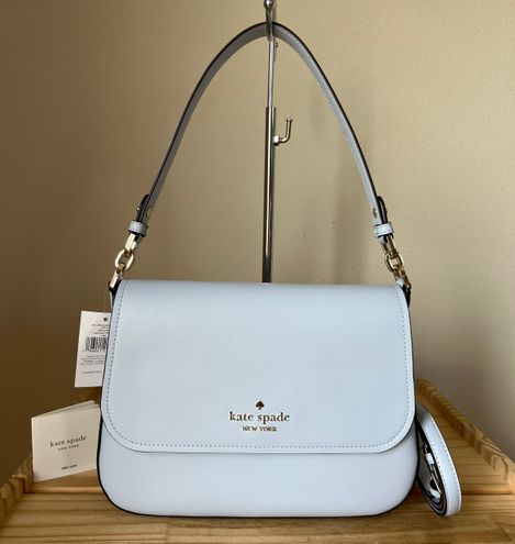 Kate Spade Staci Saffiano Leather Flap Shoulder Bag Crossbody Light Blue  Pale Hydra