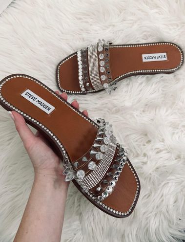 Sandals Slides Steve Madden Leandra Steve Madden Flat Brown