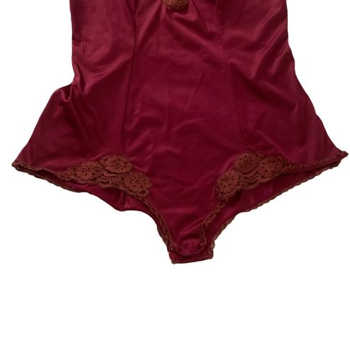 Burgundy satin teddy