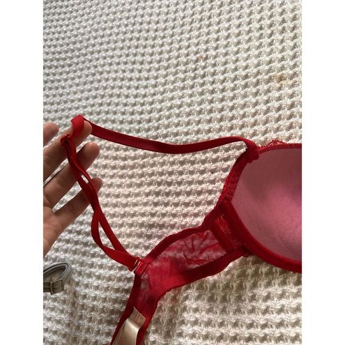 PINK Red Lace Push-up Bra 32B Size 32 B - $13 - From Olivia