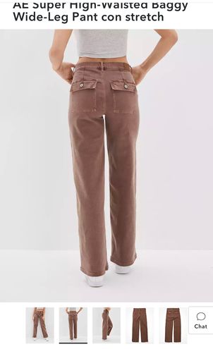 American Eagle AE Stretch Super High-Waisted Baggy Wide-Leg Pant Brown Size  4 - $27 - From Sor