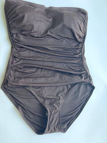 Tommy Bahama Pearl Solids Ruched Bandeau Tummy Control One Piece