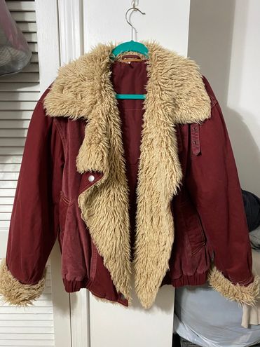 Owen wine red oversized clearance sherpa jacket