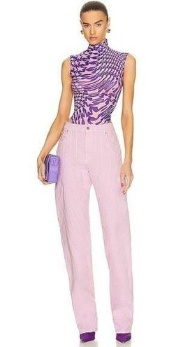 Mugler Denim Low Waist baggy Spiral Jeans in Pink