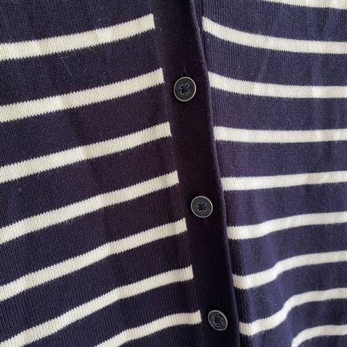 Talbots Blue Stripe V-Neck Button Cardigan Sweater Size Medium Cotton Rayon  - $34 - From Catlin