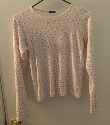 Brandy Melville Pink Floral Tori Leah Long Sleeve Top White - $20 (60% Off  Retail) - From Zora