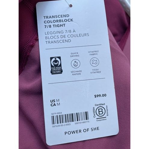 Athleta M Transcend Color Block 7/8 Tight Leggings Women's Medium Berry  Rose - $49 New With Tags - From Rob