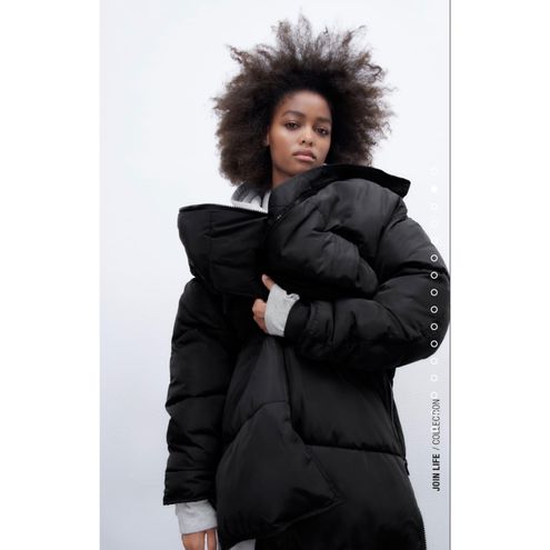 ZARA WOMEN NEW EXTRA-LONG PUFFER COAT BLACK 3046/226 BLOGGERS XS S M L XL