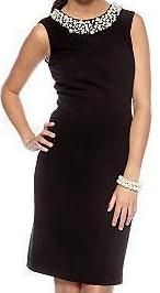 Black dress top with pearl collar