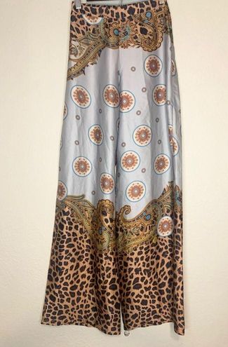 Lulus Island Getaway Blue Multi Scarf Print Satin Wide-Leg Pants Size XS -  $40 - From Hannah