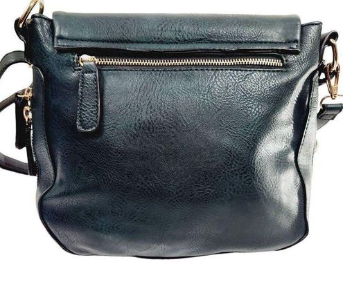 MMS Design Studio The Journey Crossbody Shoulder Bag for Women, Distressed  Vegan Leather - Black: Handbags