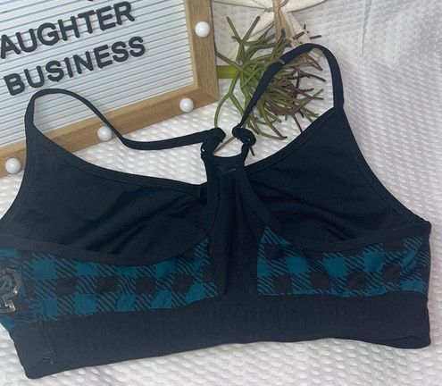 PINK - Victoria's Secret Victoria's Secret Pink Ultimate LIghtly Lined  Sports Bra Venetian Teal Plaid Size L - $15 - From Amanadyunique