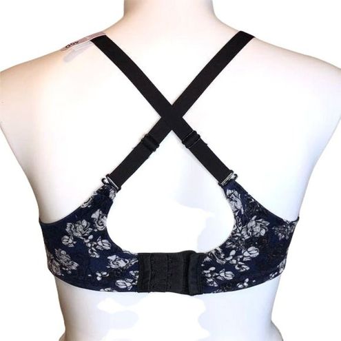 Maidenform Womens Convertible Rose Floral Lace Bra Black Navy