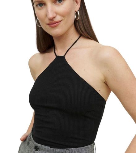 Reformation Aversa Knit Ribbed Halter Top Black M NWT Size M - $29