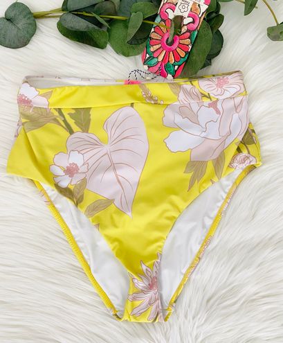 Farm Rio Floral High-Waisted Bikini Bottoms, Size S