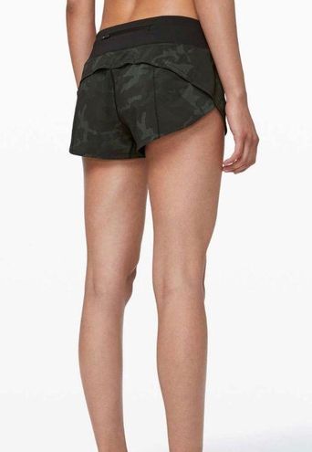 Lululemon Speed Up Short High-rise *2.5 In Incognito Camo Multi Gator Green/black