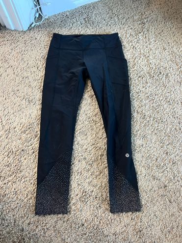 Lululemon Tight Stuff II Reflective Dots Scallop Hem Black Size 2