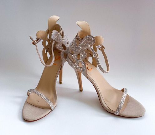 Champagne wedding shoes rhinestone stiletto heels bridal clearance sandals