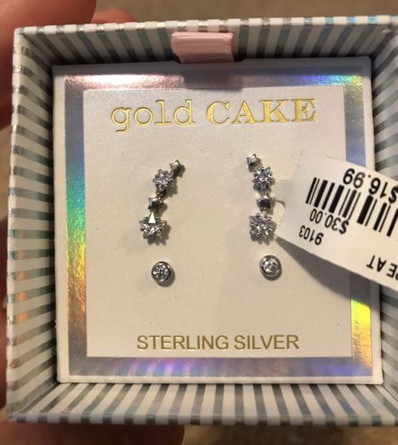Gold cake shop sterling silver earrings