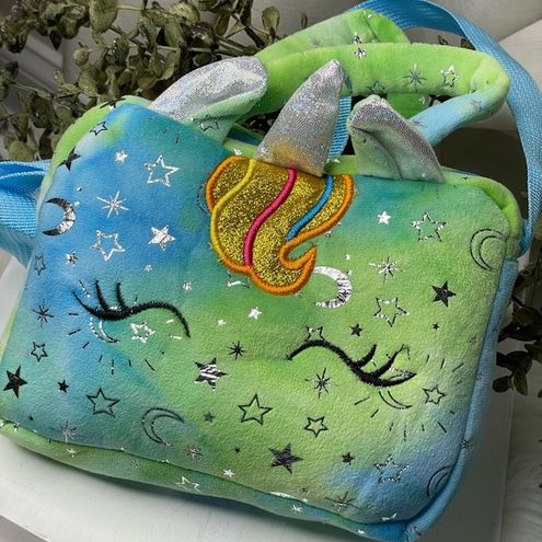 Girls Cute Tie Dye Unicorn Embroidered Messenger Bag, Colorful