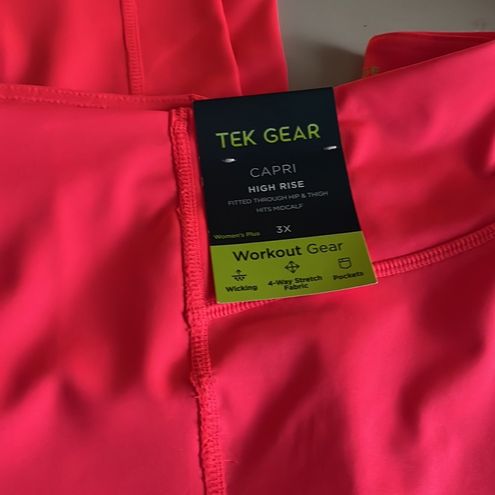 Tek Gear NWT Hot Pink Capri Legging 3x Hi Rise Stretch Pockets