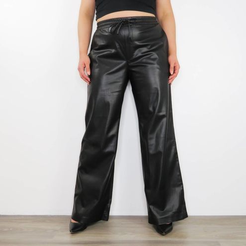 ZARA Blogger Favorite Black Faux Leather Straight Leg Pants Large - $44 -  From Four
