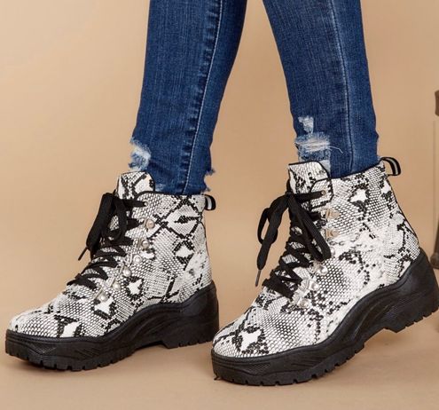 snakeskin combat boots