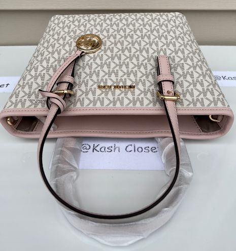 MICHAEL KORS JET SET TRAVEL EXTRA SMALL LOGO TOP ZIP TOTE. NEW $448.00  PWD/BLUSH 193599759388