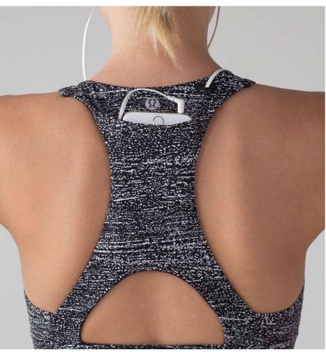 Lululemon Pace Perfect Sports Bra Racerback Phone Pocket Headphones Size 6  Rare Black Size M - $35 (63% Off Retail) - From Miriam