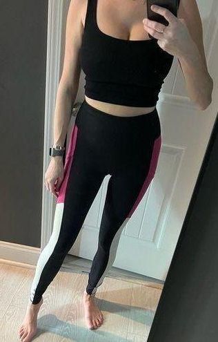 Fabletics High Waisted Powerhold Black and Pink Yoga Leggings - $32 - From  Natasha