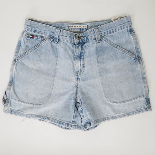 Tommy Hilfiger Women's Jean Denim Shorts Size 8 Hammer Loop Carpenter  Shorts Y2K