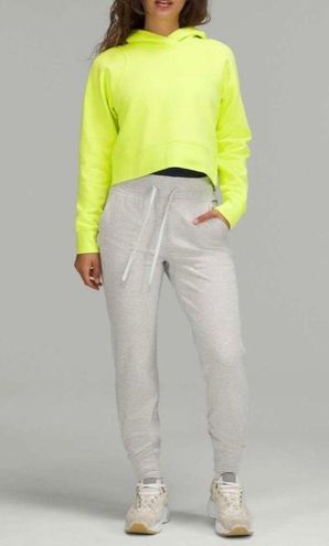 Lululemon Loungeful Cropped Hoodie Fleece Athletic Sweatshirt Electric  Lemon 8