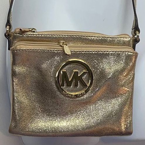 Michael Kors Gold Metallic Pebbled Leather Crossbody Purse - $85 (61% Off  Retail) - From Michelle