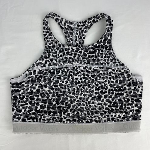 Outdoor Voices Women's M Doing Things Sports Bra Snow Leopard Animal Print