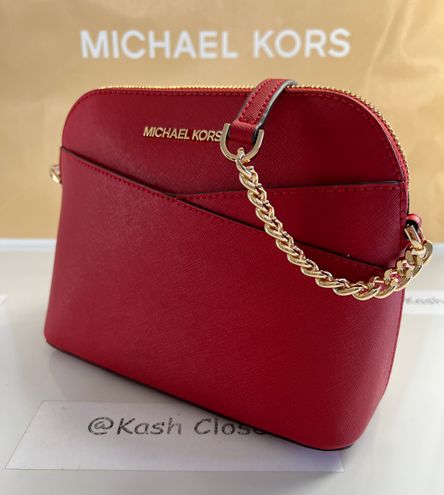 Michael Kors, Bags, Michael Kors Jet Set Travel Medium Logo Dome  Crossbody Satchel Bag Flame Color