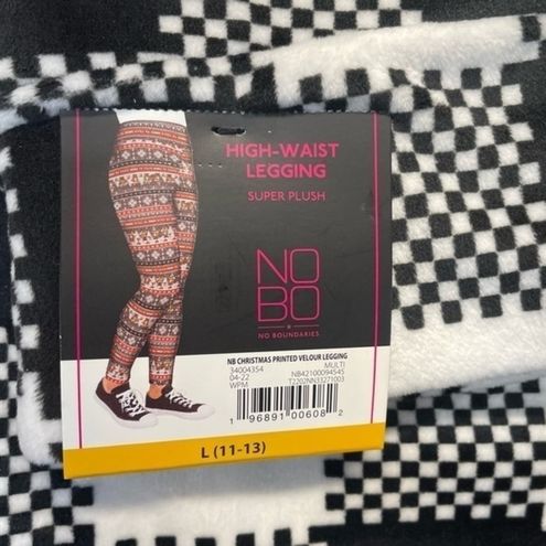 No Boundaries Velour Leggings Plush Black White Checked Plaid