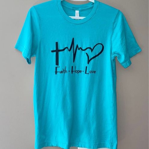 Bella + Canvas Women's Teal Faith Hope Love T Shirt Size Small