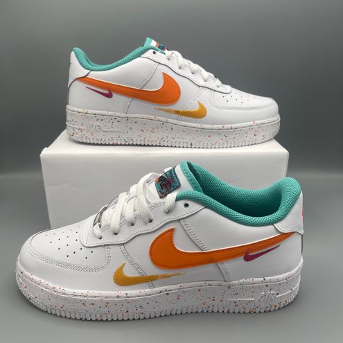 Nike Air Force 1 LV8 3 GS White Total Orange